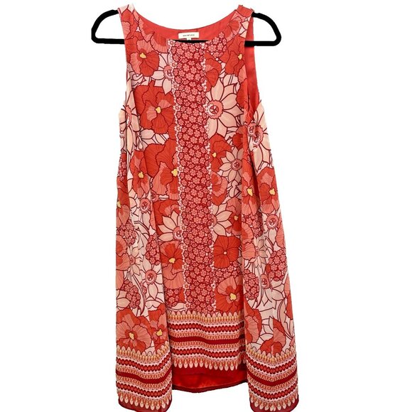 MAX STUDIO Orange Floral Boho Sleeveless Chiffon Dress Flowy Swing Medium - Picture 1 of 5